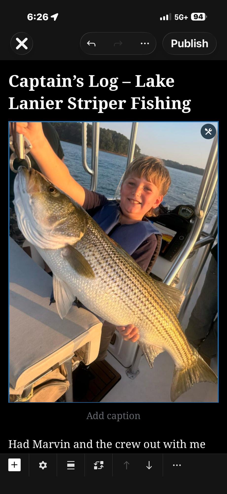 Captain’s Log – Lake Lanier Striper Fishing Report Captain’s Log – Lake Lanier Striper Fishing Report